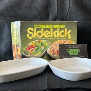 Corning Ware Sidekick P-140-B Baking Snack Dishes Set of 2 White With Box